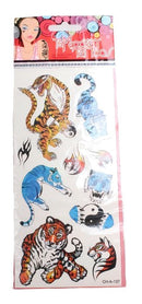 tijgertattoo Azië 10,5 x 19 cm oranje/blauw 9-delig