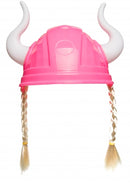 Vikinghelm met vlechtjes 19 cm roze