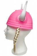 Vikinghelm met vlechtjes 19 cm roze