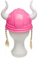 Vikinghelm met vlechtjes 19 cm roze