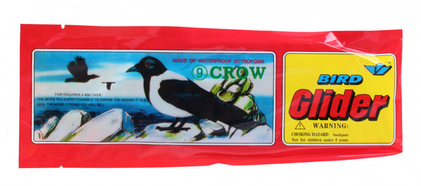werpvliegtuig Crow 26 cm piepschuim wit/zwart