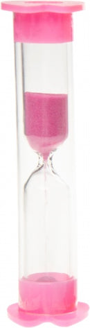 zandloper 3 minuten 9 x 2,5 cm roze