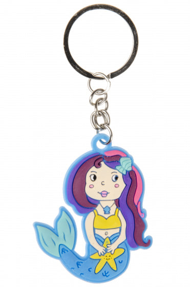 sleutelhanger zeemeermin meisjes 6 cm blauw