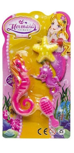 zeepaardset meisjes roze/geel 4-delig
