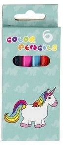 Kleurpotloden eenhoorn aqua zes stuks 9 cm