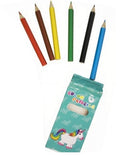 Kleurpotloden eenhoorn aqua zes stuks 9 cm