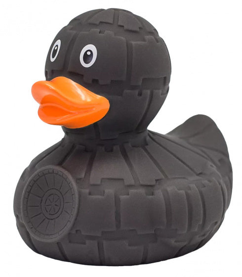 badeend Grey Star junior 8,5 cm rubber grijs/oranje