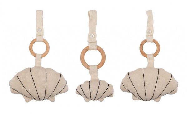 babygymspeeltjes Schelp junior katoen beige 3-delig