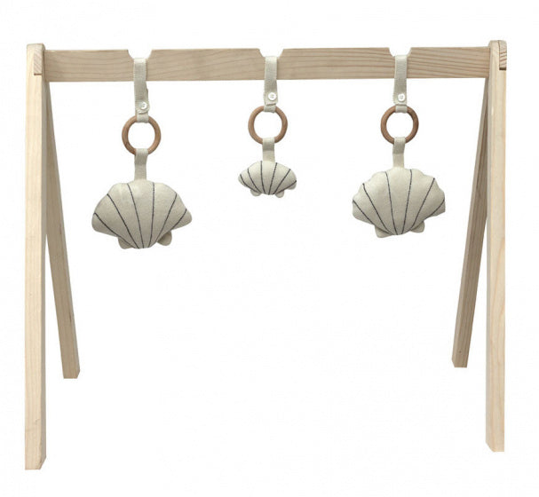 babygymspeeltjes Schelp junior katoen beige 3-delig