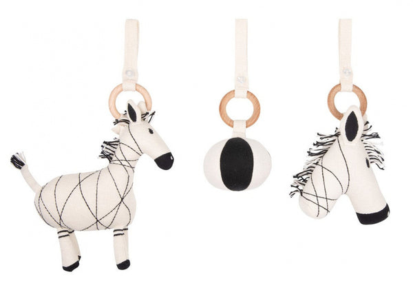 babygymspeeltjes Zebra junior katoen wit  3-delig