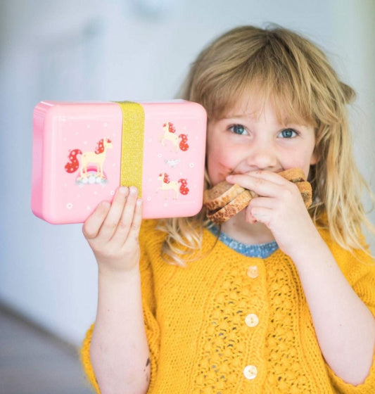 broodtrommel Paard 18 cm polypropyleen roze