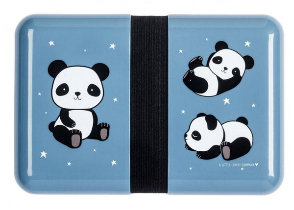 broodtrommel Panda 18 cm polypropyleen zwart/blauw