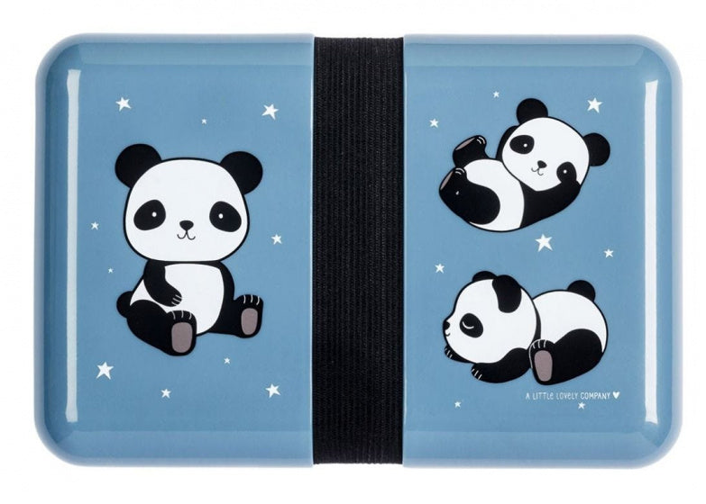 broodtrommel Panda 18 cm polypropyleen zwart/blauw