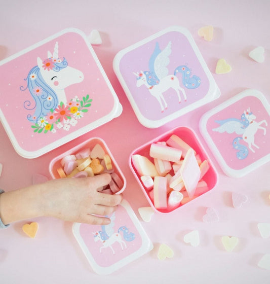 eetset Eenhoorn meisjes polyetheen roze 4-delig