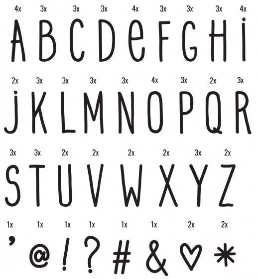 letterset lightbox 6,5 cm zwart 85-delig