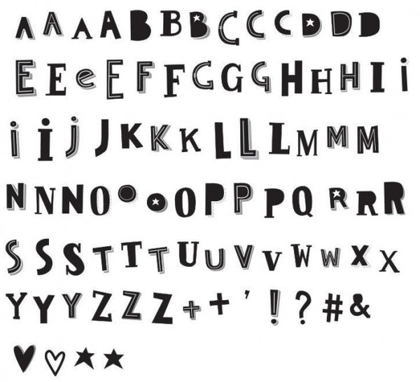 lightbox letterset Funky 6,5 cm zwart 85-delig