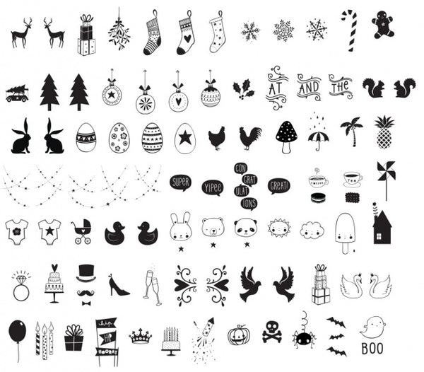 lightbox symbolenset 6,5 cm zwart 85-delig