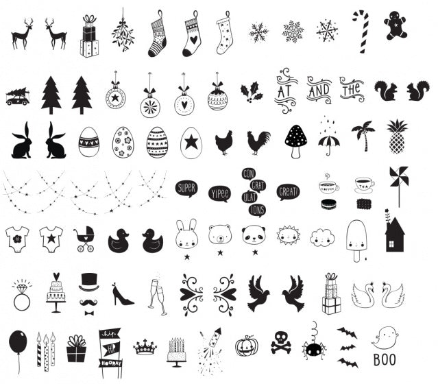 lightbox symbolenset 6,5 cm zwart 85-delig