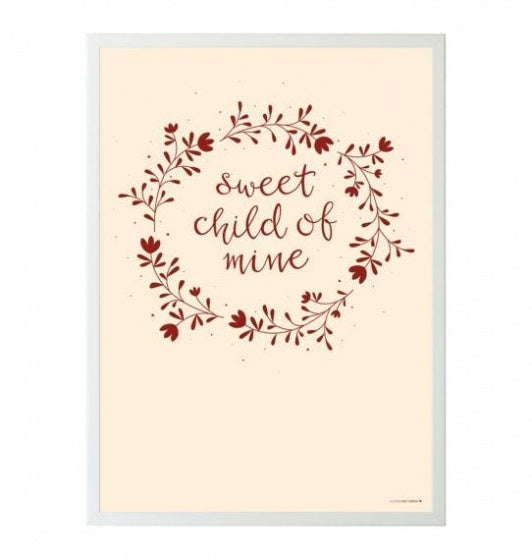 poster junior 50 x 70 cm papier beige/rood