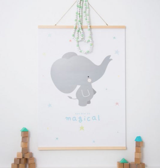 poster Olifant junior 50 x 70 cm papier wit/grijs