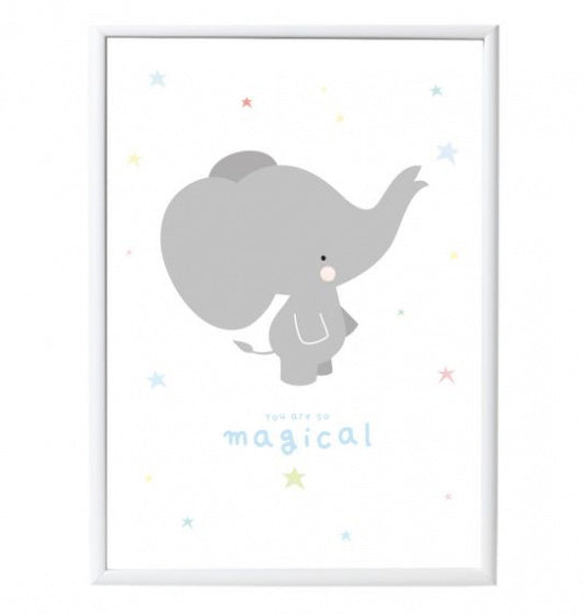 poster Olifant junior 50 x 70 cm papier wit/grijs