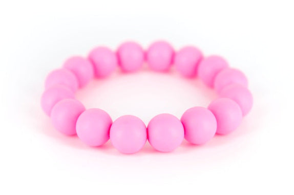 bijtketting Marshmellow 75/7 cm silicone roze
