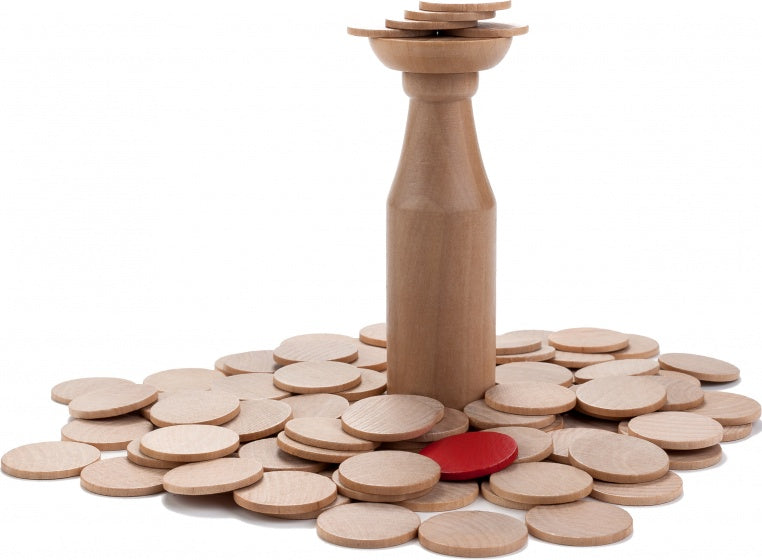 houten evenwichtsspel munten