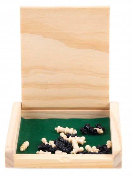 zakformaat schaakspel 12 x 12 cm zwart/wit