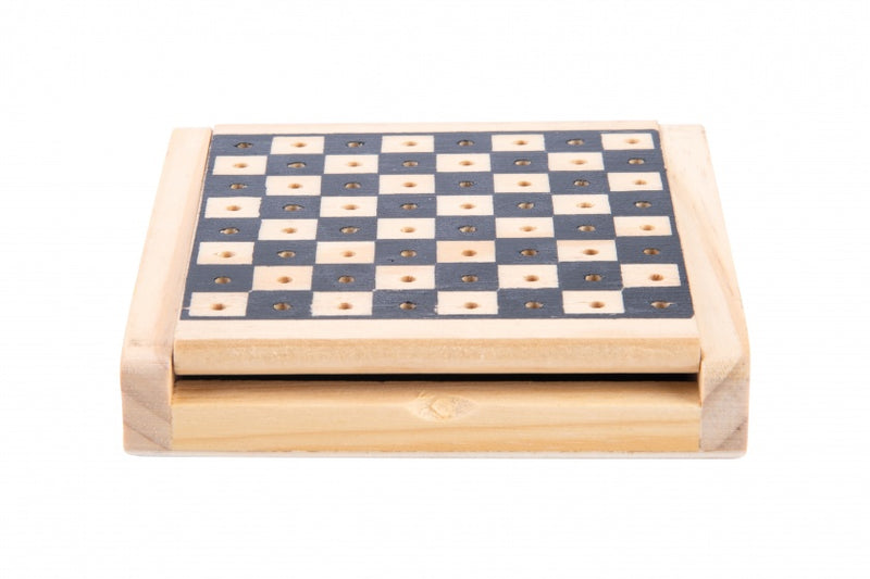 zakformaat schaakspel 12 x 12 cm zwart/wit