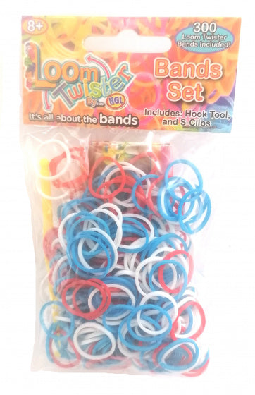 loombands junior rubber blauw/wit/rood 300-delig