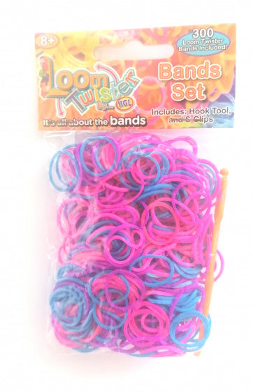 loombands rubber roze/blauw/paars 300-delig