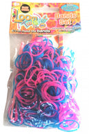 loombands Transparant roze/blauw 300-delig