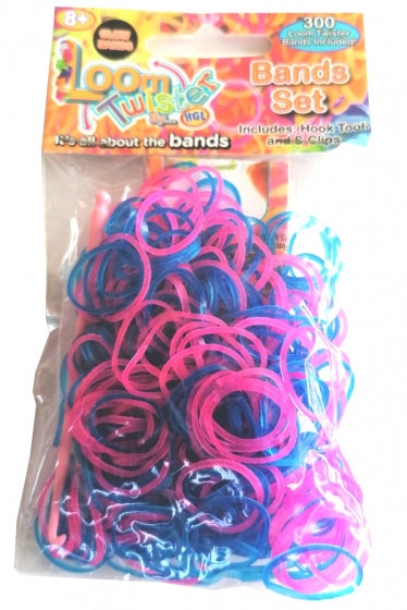 loombands Transparant roze/blauw 300-delig