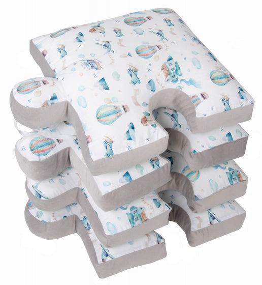 kussenpuzzel junior 145 cm katoen wit/blauw 9-delig