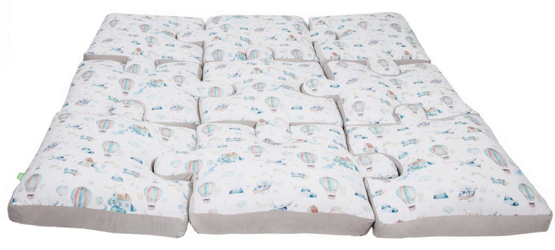 kussenpuzzel junior 145 cm katoen wit/blauw 9-delig