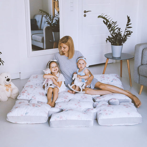 kussenpuzzel junior 145 cm katoen wit/roze 9-delig