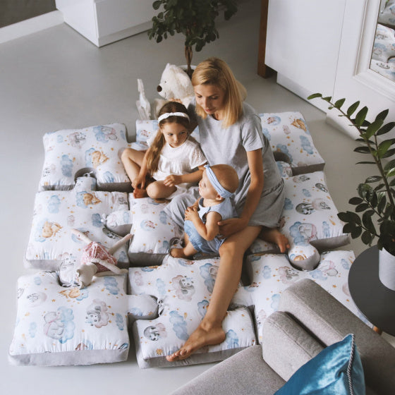 kussenpuzzel junior 145 x 145 cm katoen wit 9-delig