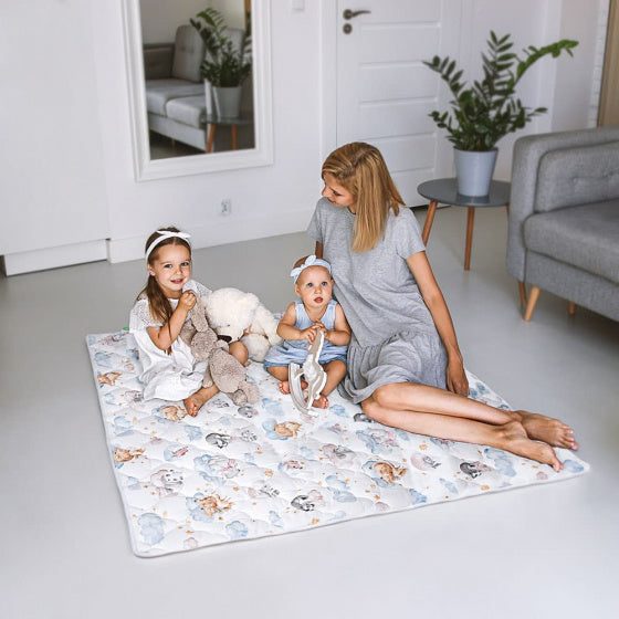 speelmat anti-slip junior 150 x 130 cm katoen wit/blauw