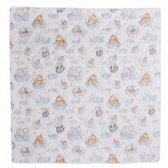 speelmat anti-slip junior 150 x 130 cm katoen wit/blauw