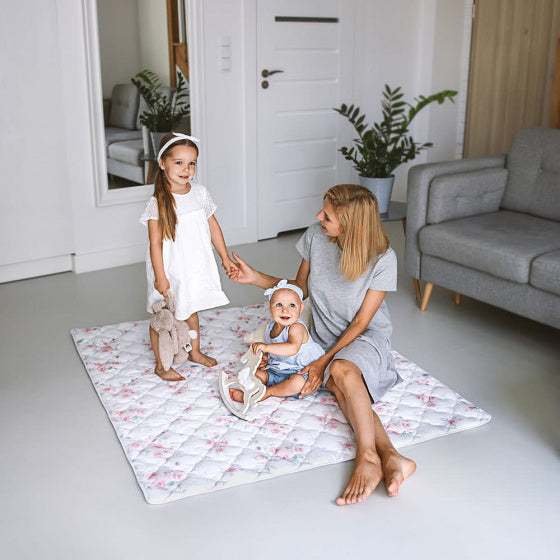speelmat anti-slip junior 150 x 130 cm katoen wit/roze