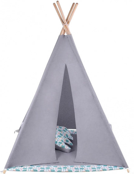 tipi-tent junior 140 cm katoen grijs/groen 6-delig