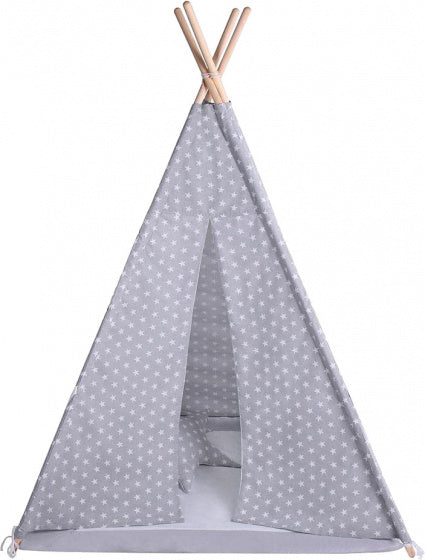 tipi-tent junior 140 cm katoen grijs/wit 6-delig