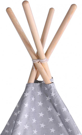 tipi-tent junior 140 cm katoen grijs/wit 6-delig