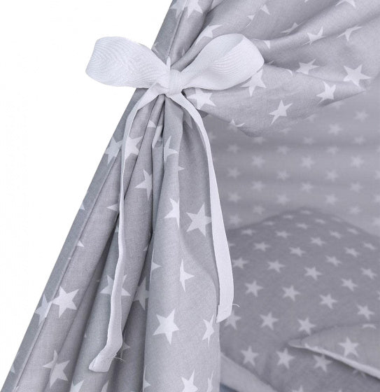 tipi-tent junior 140 cm katoen grijs/wit 6-delig