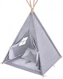tipi-tent junior 140 cm katoen grijs/wit 6-delig