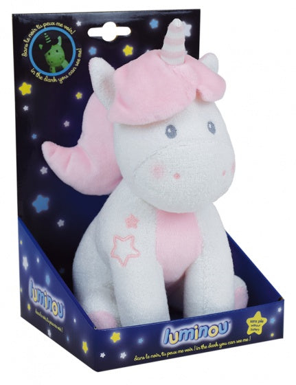 knuffel Glow In The Dark - Eenhoorn 24 cm wit/roze