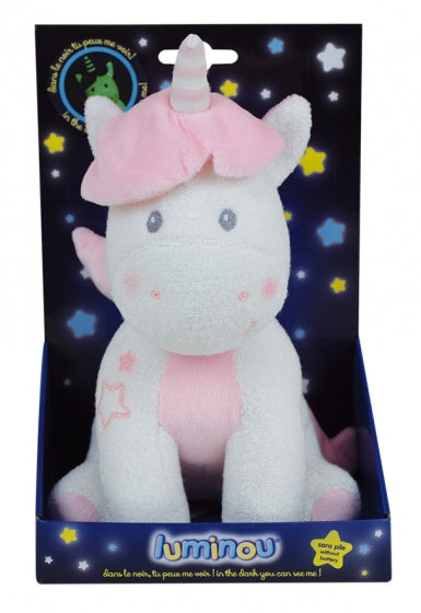 knuffel Glow In The Dark - Eenhoorn 24 cm wit/roze