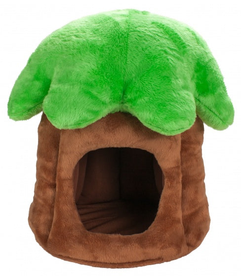 boomhuis zomer/winter pluche 30 cm bruin/groen