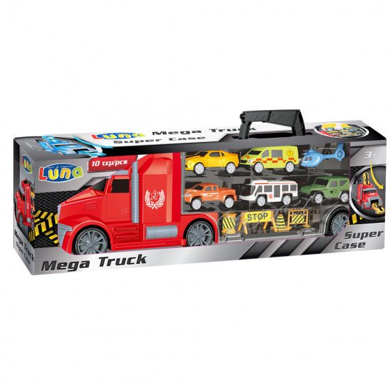 autotransporter City 42 cm zwart/rood 16-delig