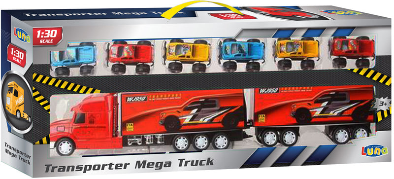 autotransporter Mega Truck jongens 1:30 rood 8-delig